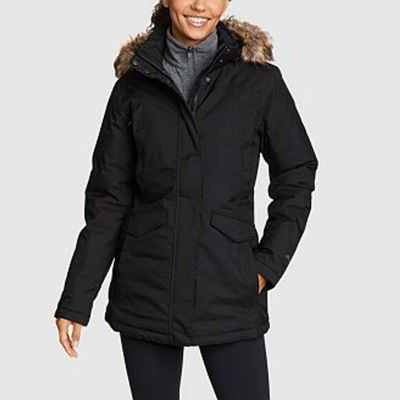 NWT Eddie Bauer Superior Waterproof Down Stadium Parka in Black Plus Size 3X NEW - Picture 1 of 16